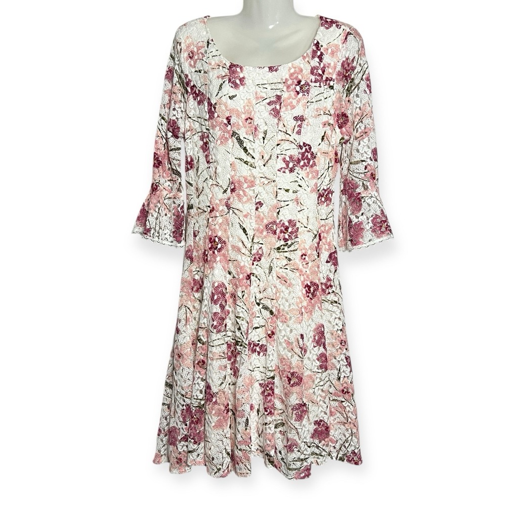 Rabbit designs Dress Woman 14‎ Lined Bloomcore Pink Cowgirl Floral Fit Flare